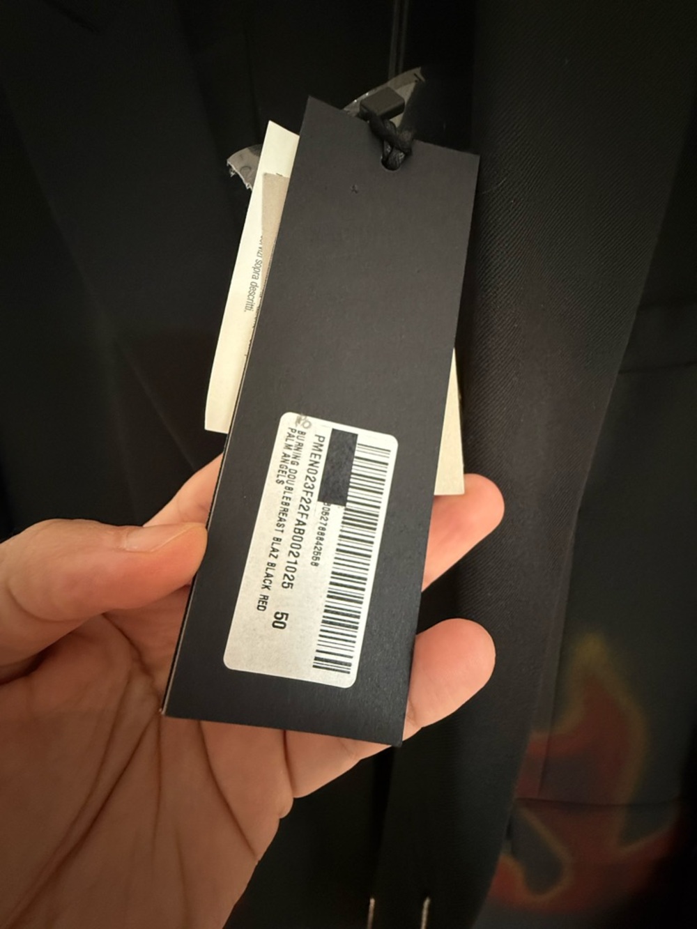 Palm Angels Black Double-Breasted Blazer with Flame Graphic - Picture 5 of 5